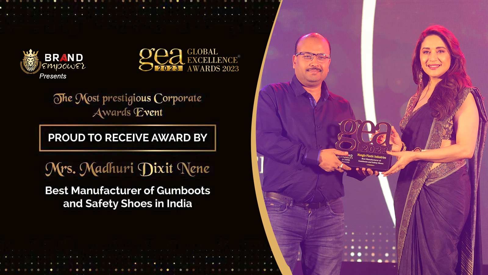 Mangla Plastic Industries Wins Global Excellence Awards 2023 for Best Manufacturer of Safety Shoes in India